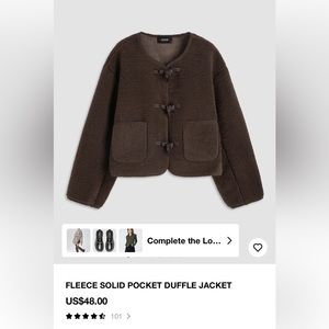 Fleece solid pocket duffle jacket